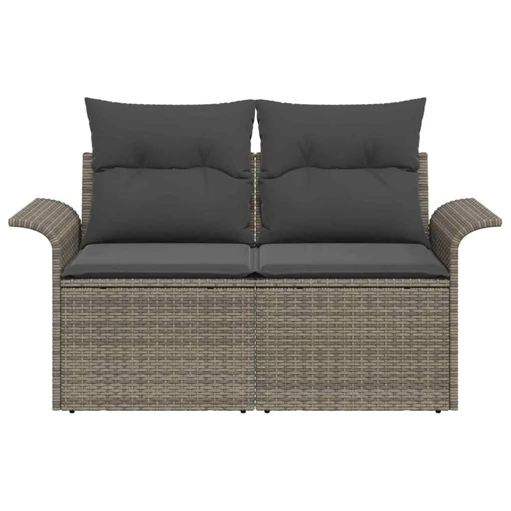 Garden Sofa Outdoor Seating with Cushion Grey Poly Rattan Patio Furniture
