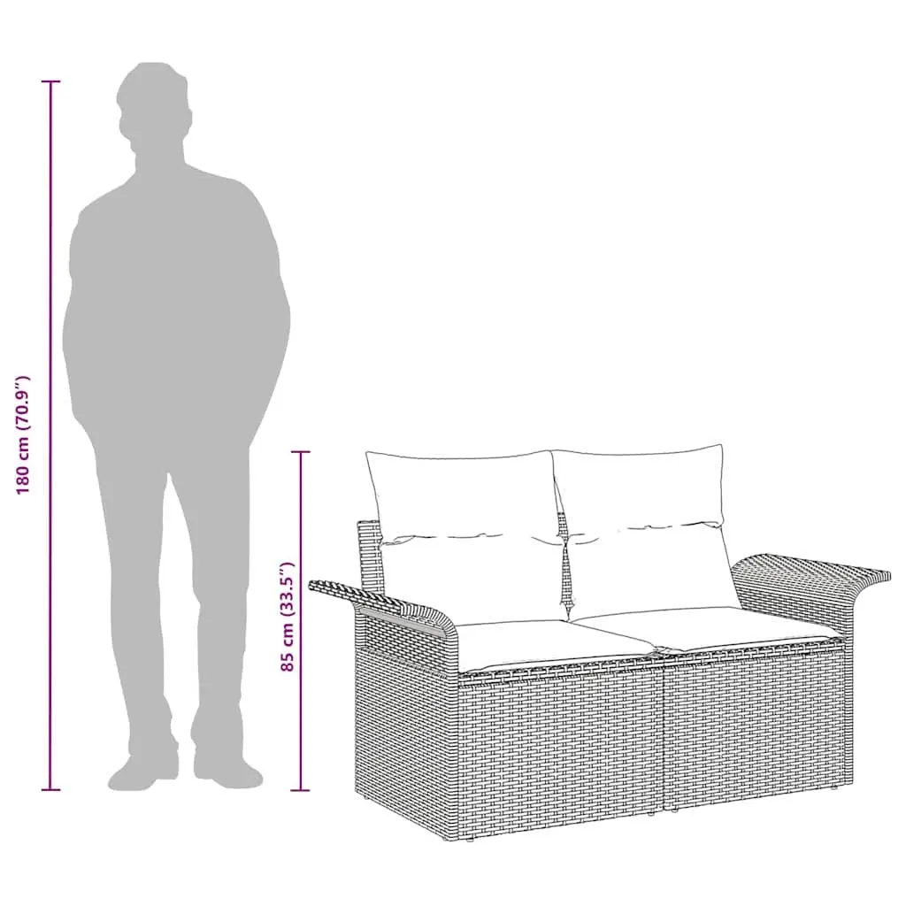 Garden Sofa Poly Rattan 141x62x69cm Beige
