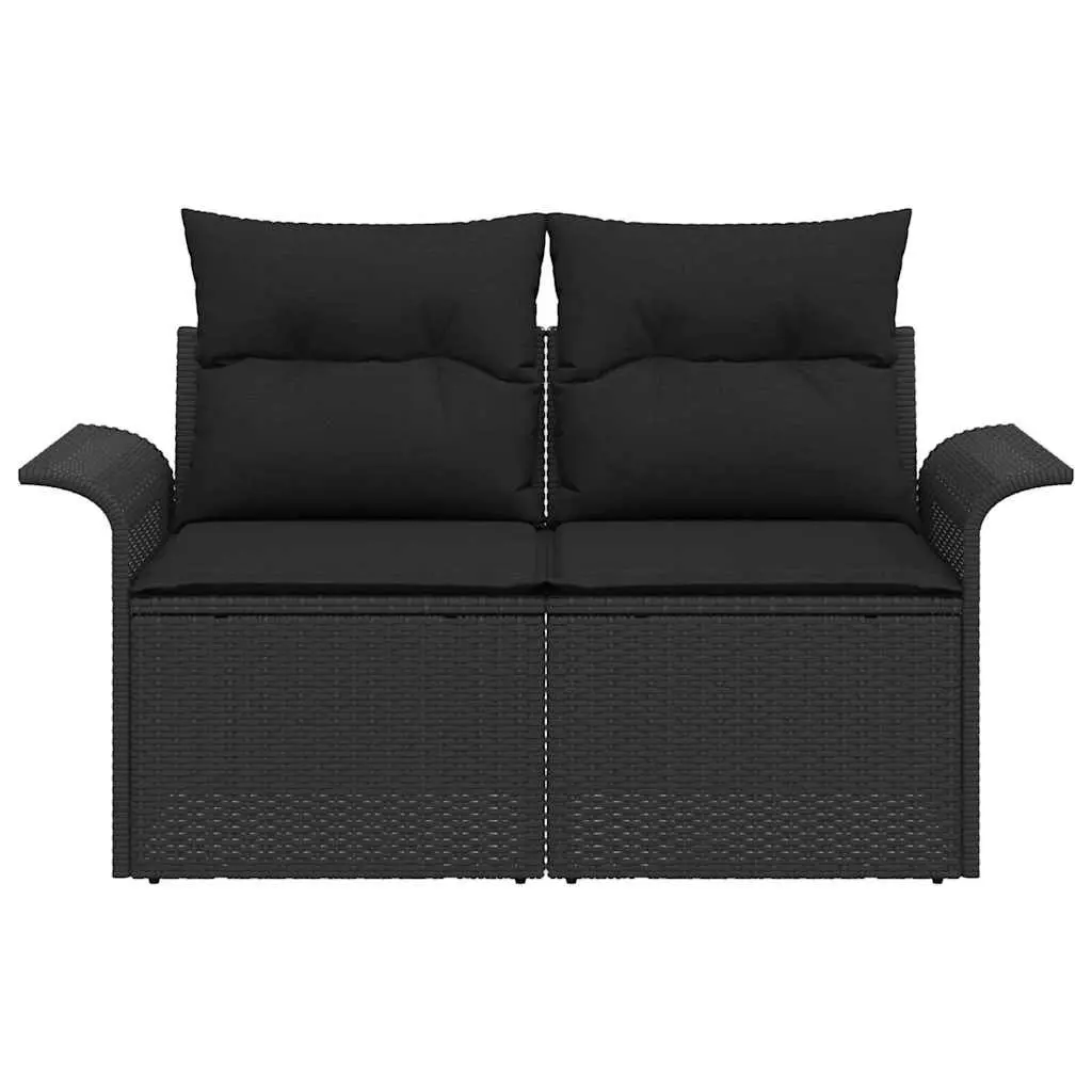Outdoor Garden Sofa Black Poly Rattan with Cushion Patio Seating Furniture