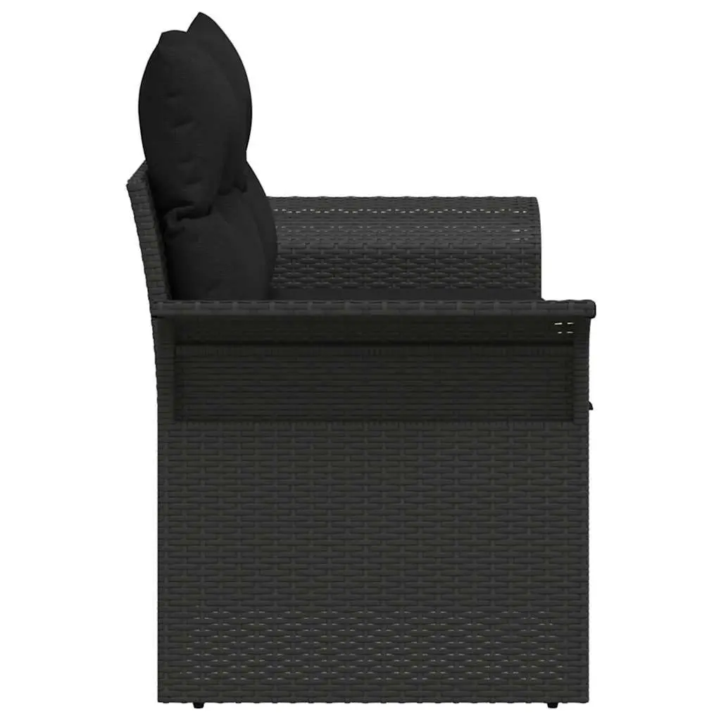 Outdoor Garden Sofa Black Poly Rattan with Cushion Patio Seating Furniture