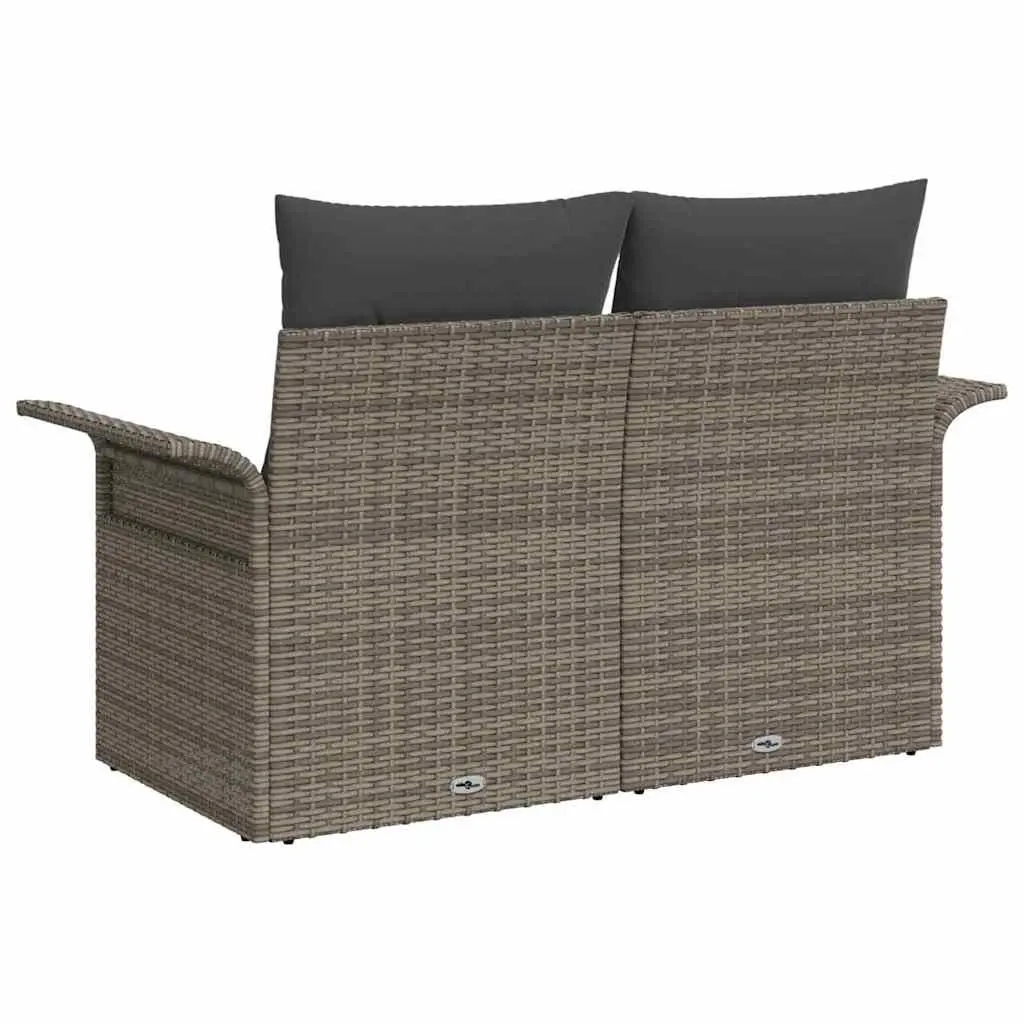 Garden Sofa Poly Rattan Grey Outdoor Seating with Cushion 141 x 62 x 69 cm