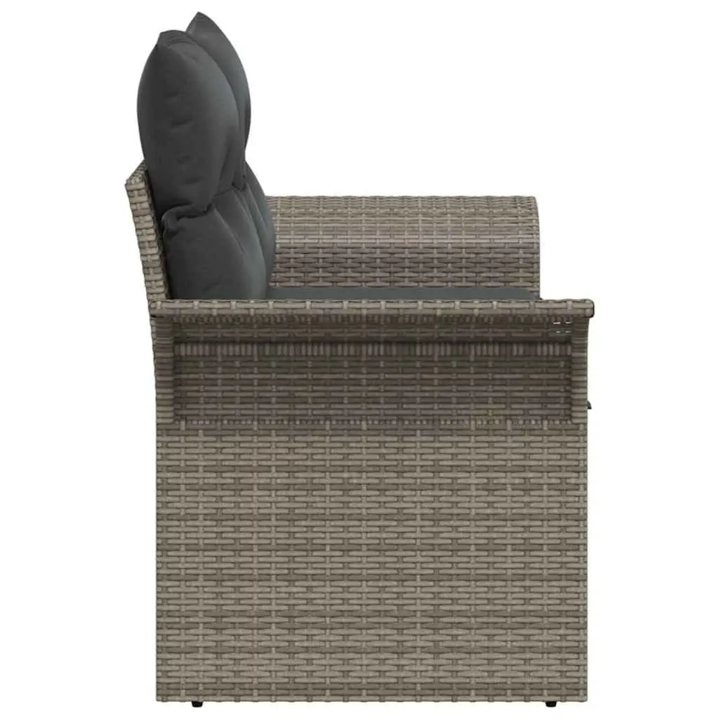 Garden Sofa Poly Rattan Grey Outdoor Seating with Cushion 141 x 62 x 69 cm
