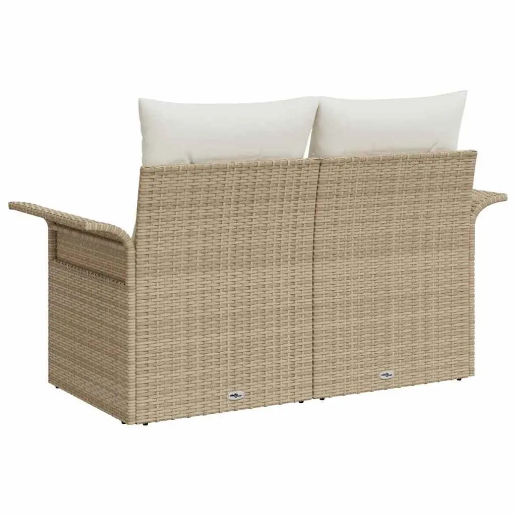 Outdoor Sofa Poly Rattan Beige with Cushion 141x62x69cm Garden and Patio Seating