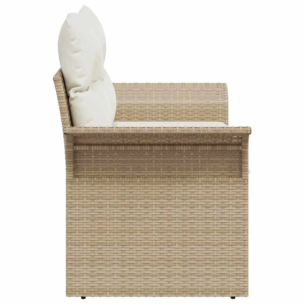 Outdoor Sofa Poly Rattan Beige with Cushion 141x62x69cm Garden and Patio Seating