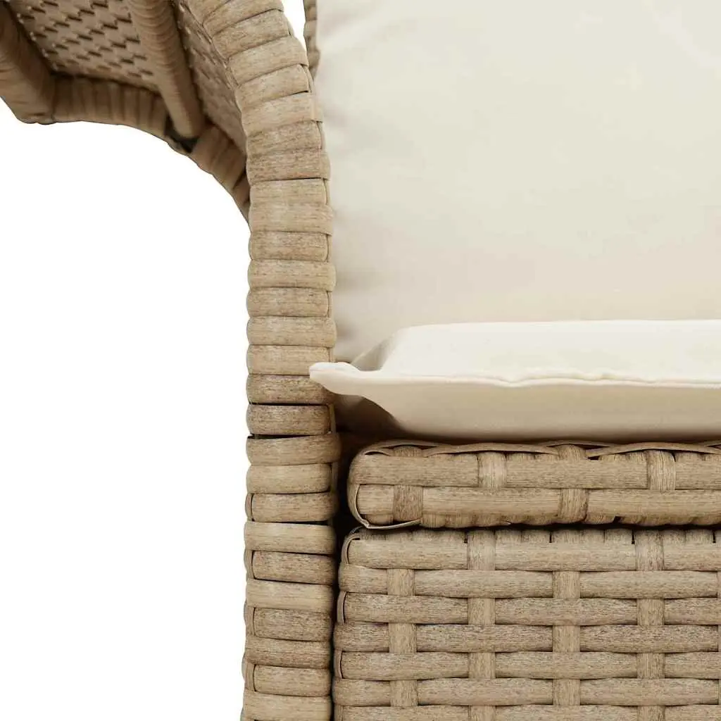 Outdoor Sofa Poly Rattan Beige with Cushion 141x62x69cm Garden and Patio Seating