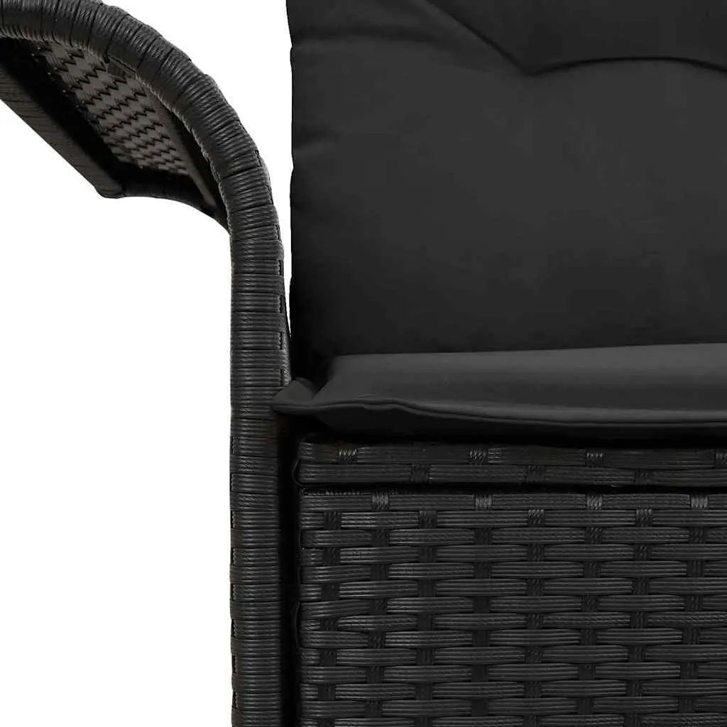 Outdoor Garden Sofa Black Poly Rattan Patio Seating with Cushion Seat Pad