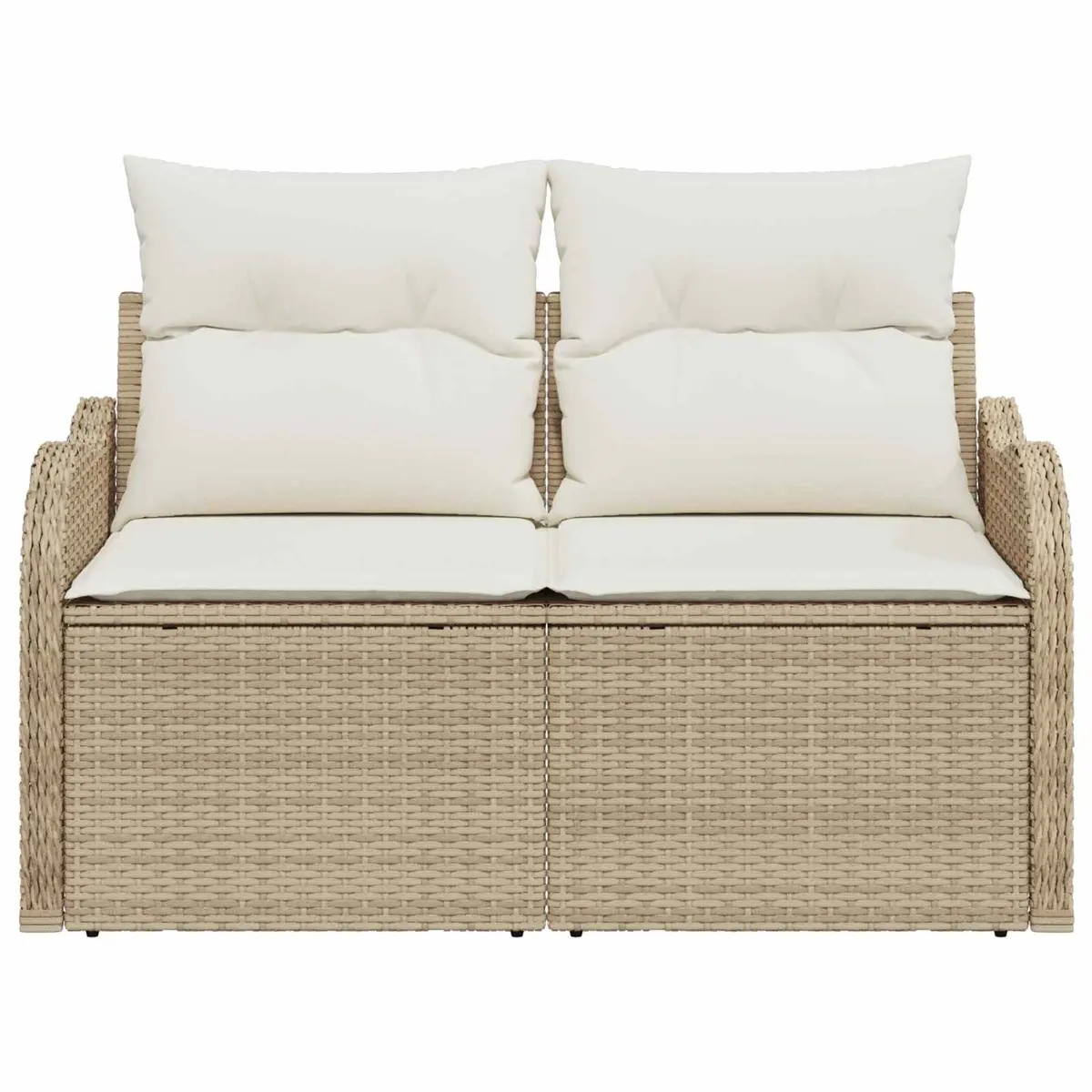 Outdoor Garden Sofa Poly Rattan Beige Steel Frame Cushioned Seating 121 x 62 x 69 cm