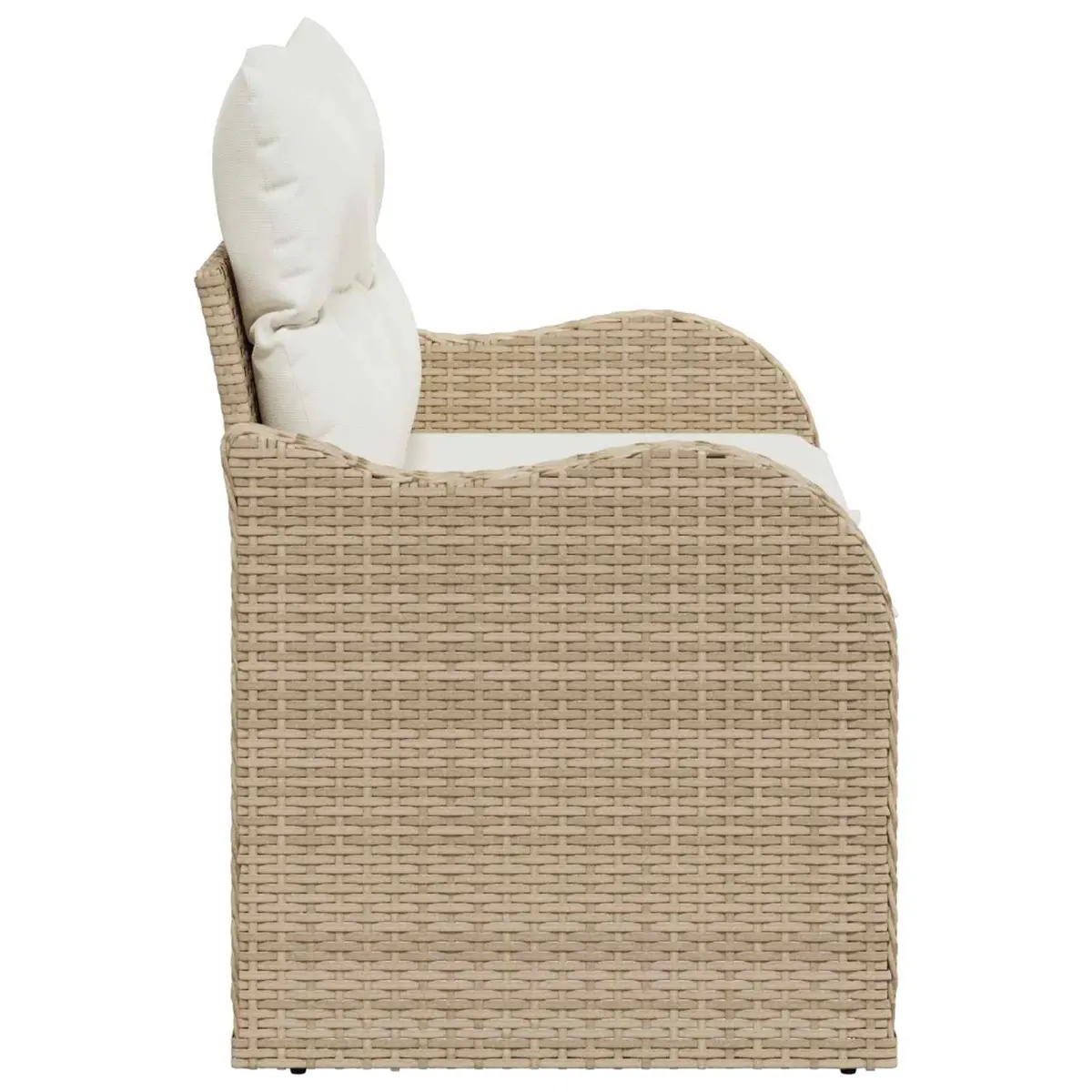 Outdoor Garden Sofa Poly Rattan Beige Steel Frame Cushioned Seating 121 x 62 x 69 cm