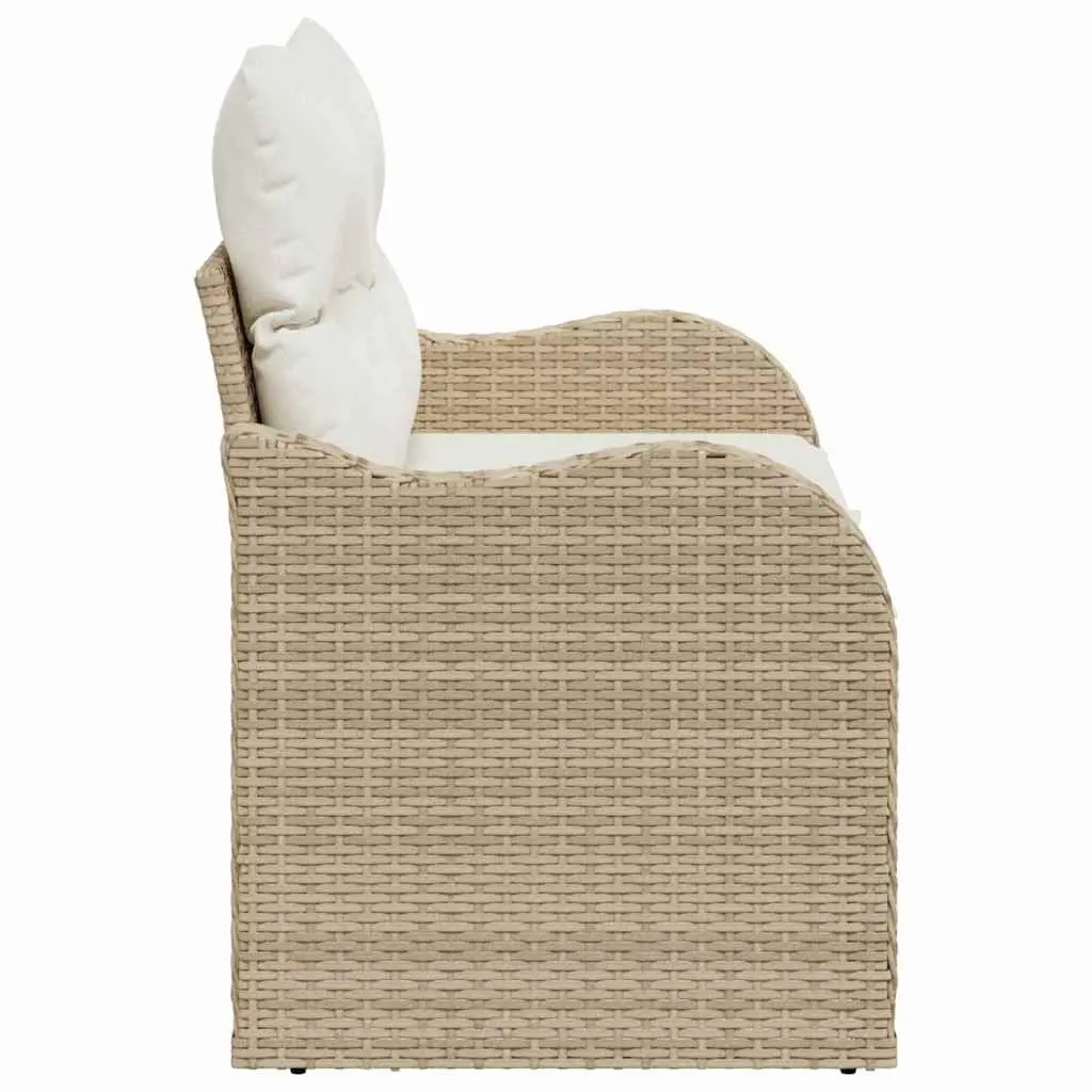 Outdoor Garden Sofa Poly Rattan Beige Steel Frame Cushioned Seating 121 x 62 x 69 cm