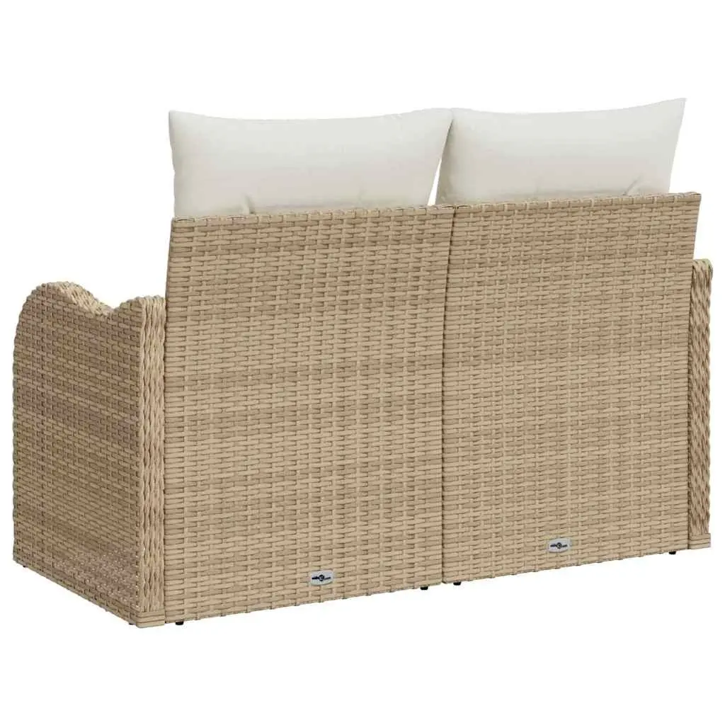 Outdoor Garden Sofa Poly Rattan Beige Steel Frame Cushioned Seating 121 x 62 x 69 cm