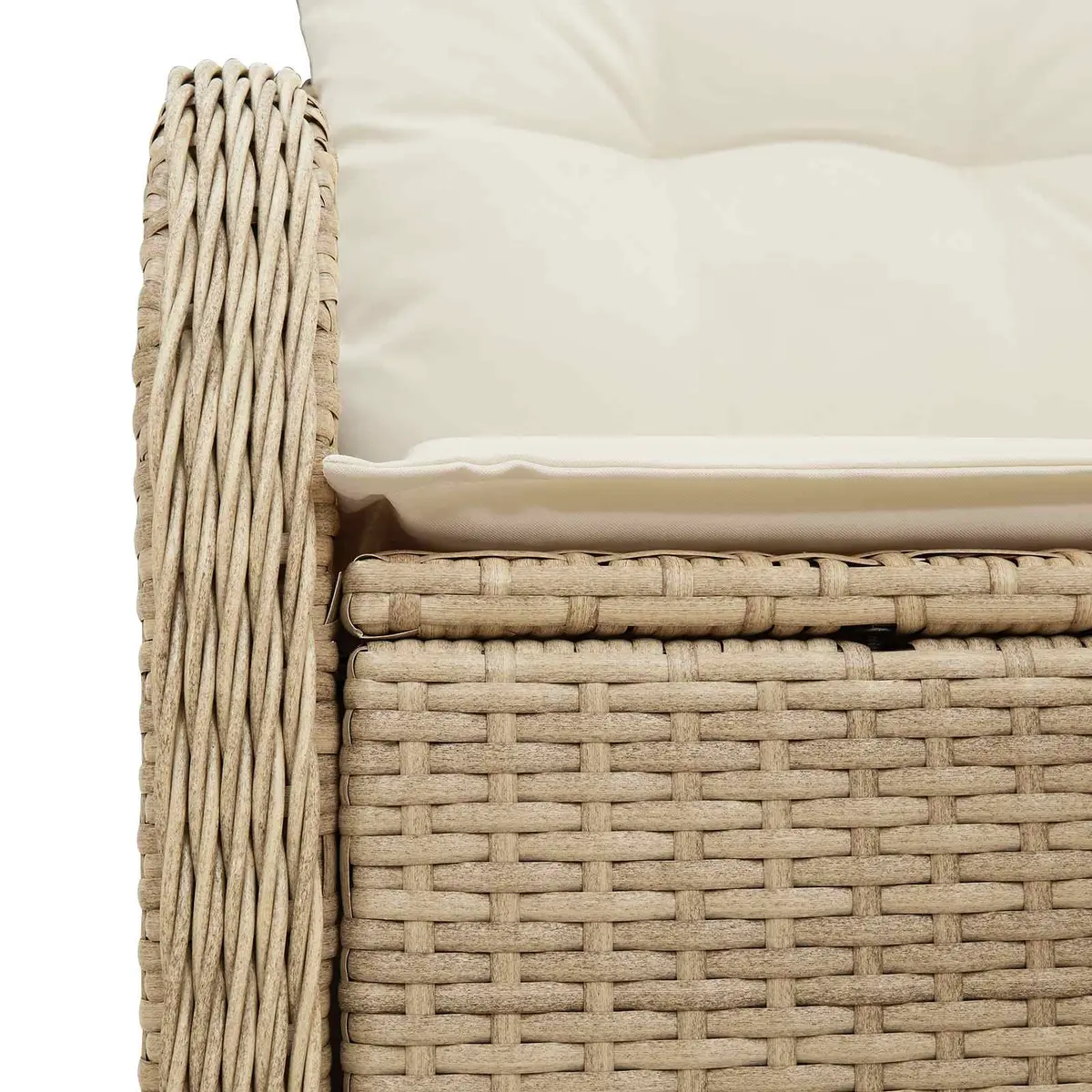 Outdoor Garden Sofa Poly Rattan Beige Steel Frame Cushioned Seating 121 x 62 x 69 cm