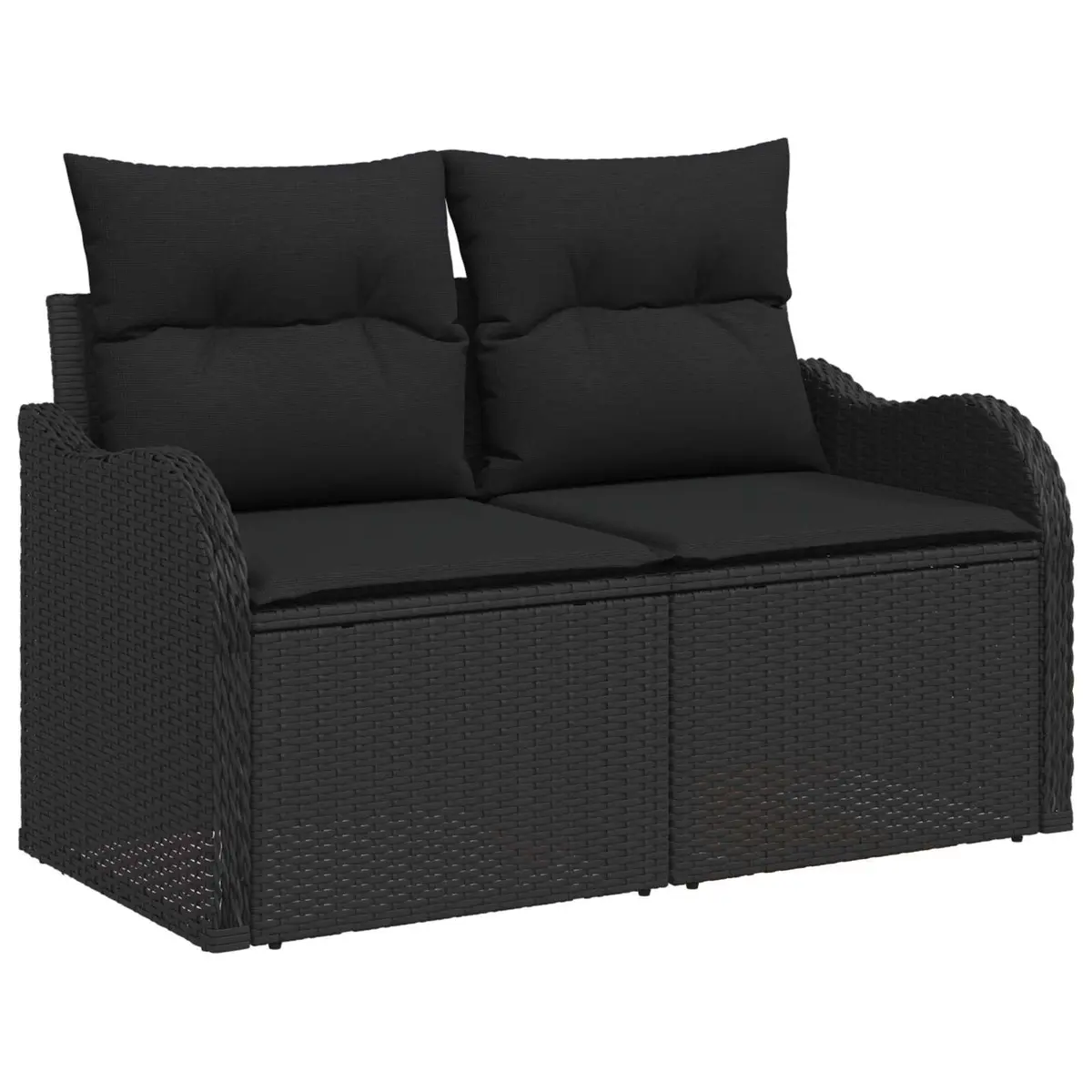 Outdoor Garden Sofa with Cushion Black Poly Rattan Patio Seating Furniture