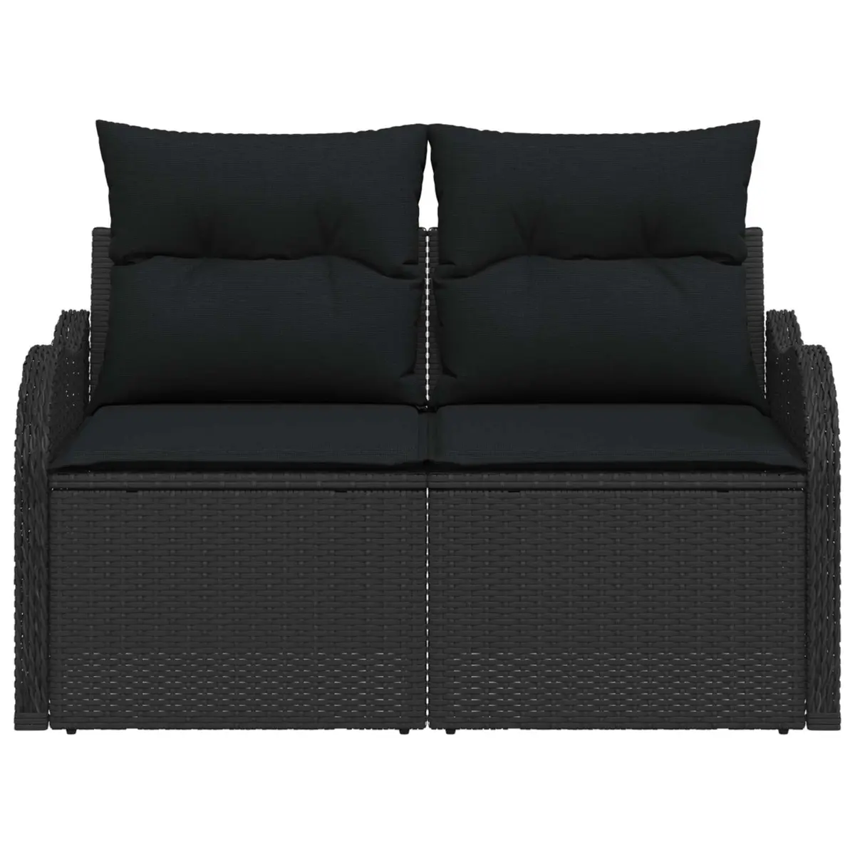 Outdoor Garden Sofa with Cushion Black Poly Rattan Patio Seating Furniture