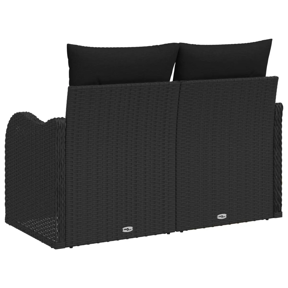 Outdoor Garden Sofa with Cushion Black Poly Rattan Patio Seating Furniture