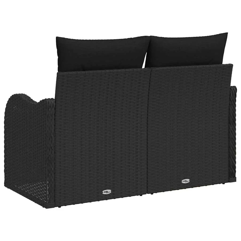Outdoor Garden Sofa with Cushion Black Poly Rattan Patio Seating Furniture