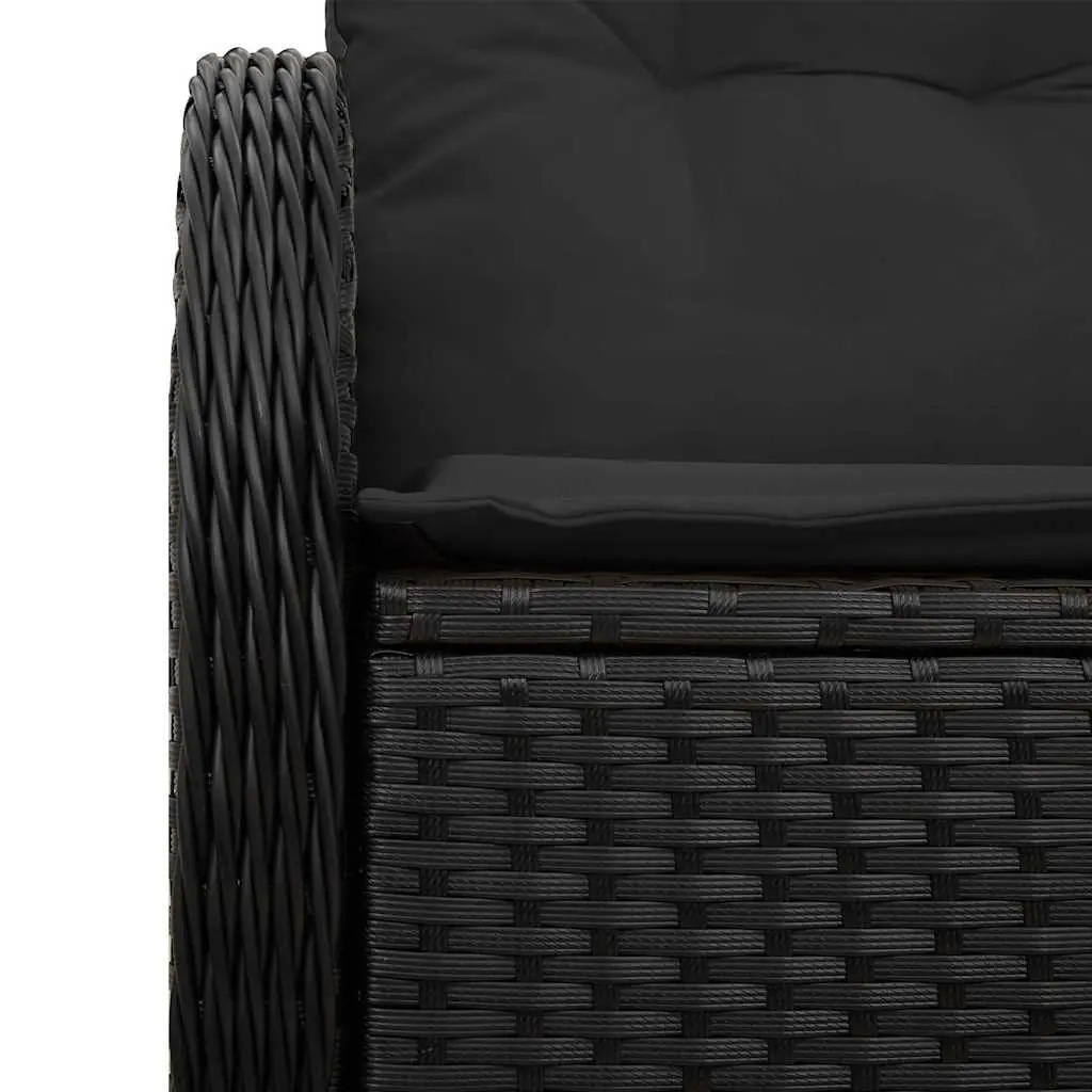 Outdoor Garden Sofa Black Poly Rattan with Cushion Patio Seating Furniture