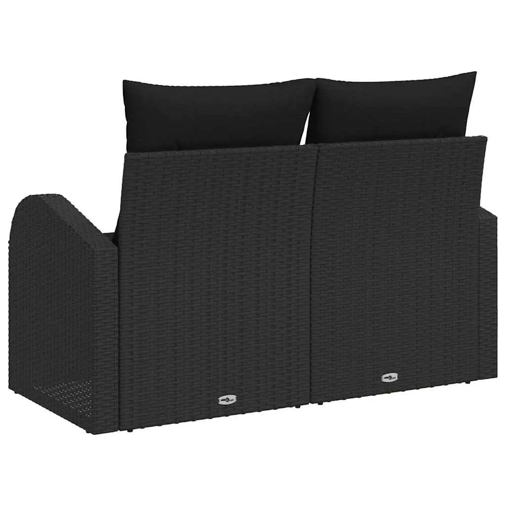 Garden Sofa Poly Rattan Black Modern Outdoor Seating with Cushion 124 x 62 x 69 cm