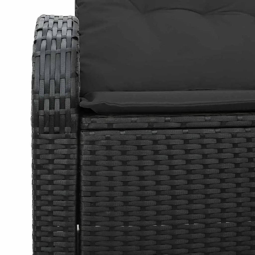 Garden Sofa Poly Rattan Black Modern Outdoor Seating with Cushion 124 x 62 x 69 cm