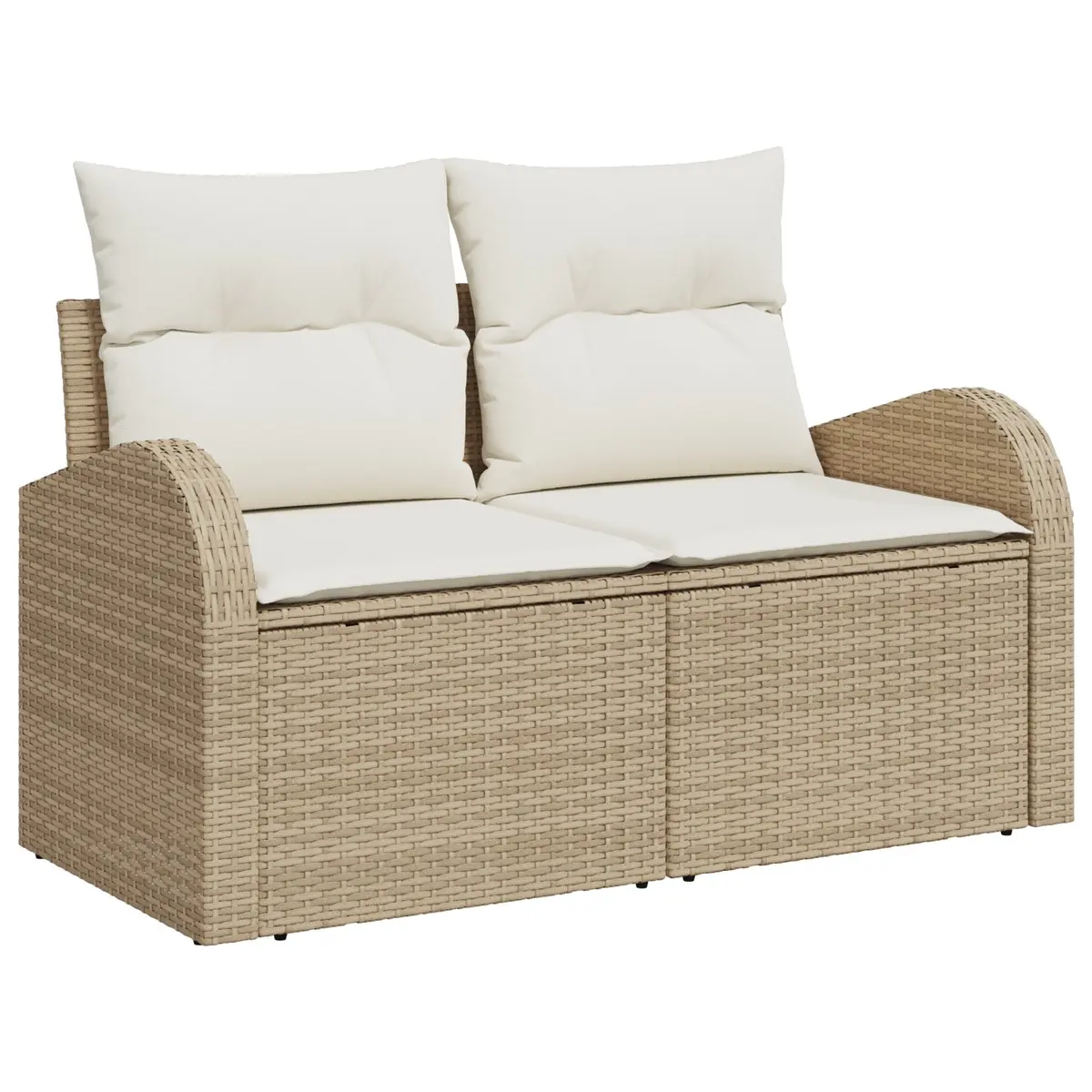 Outdoor Garden Sofa Poly Rattan Steel Frame 124x62x69cm Beige