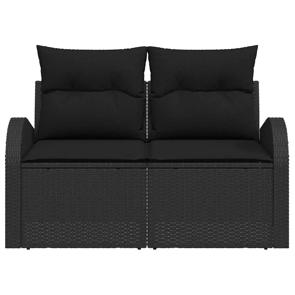 Garden Sofa Outdoor Seating Black Poly Rattan Modern Minimalist Terrace
