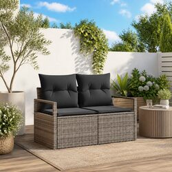 Garden Sofa Outdoor Seating Poly Rattan Grey Modular Lounge Couch 120x62x69cm