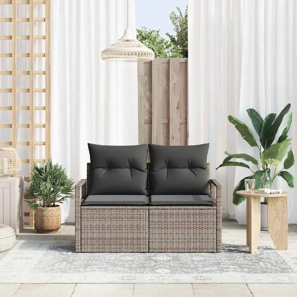 Garden Sofa Poly Rattan Grey Modular Lounge Couch 120x62x69cm