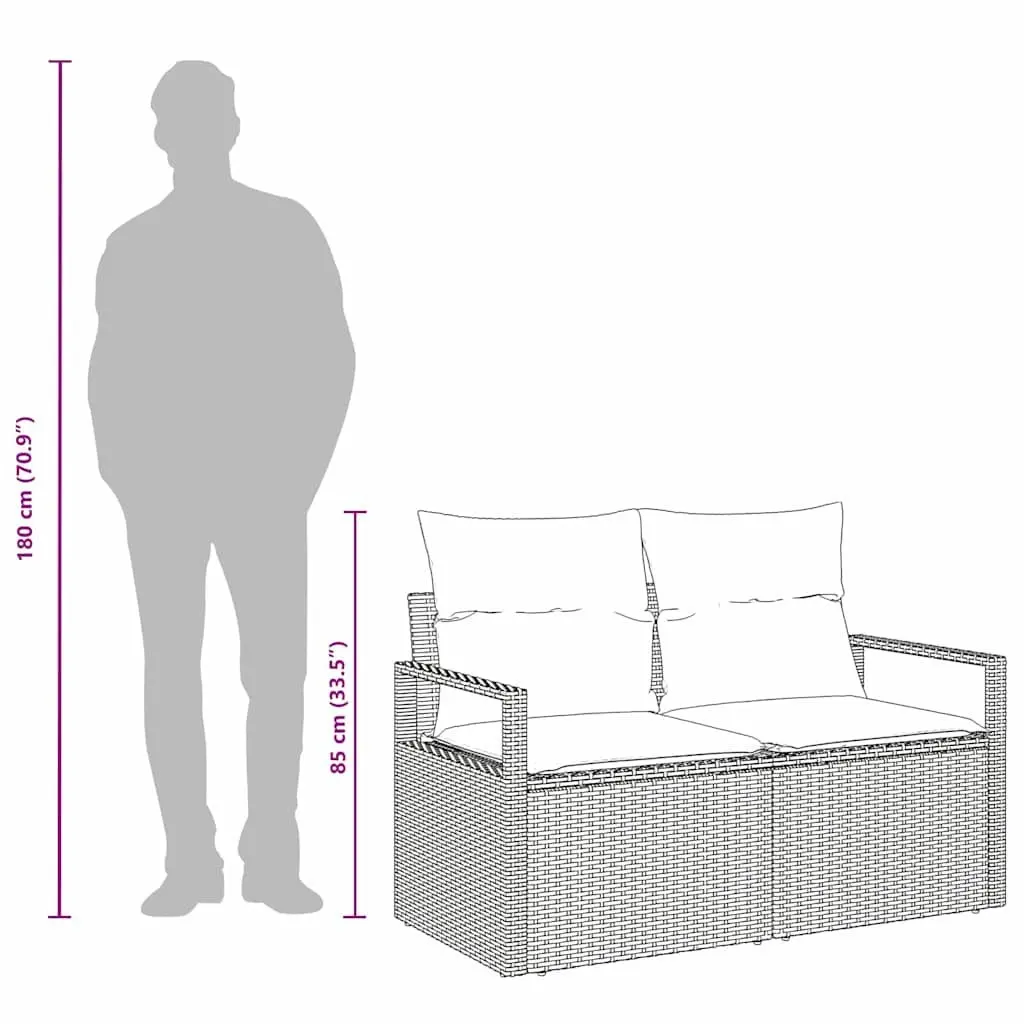 Garden Sofa Poly Rattan Grey Modular Lounge Couch 120x62x69cm