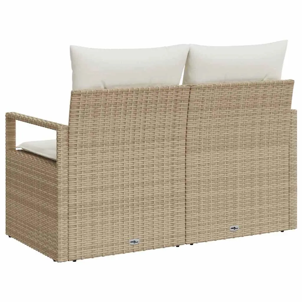 Modular Outdoor Garden Sofa Poly Rattan Beige with Cushions