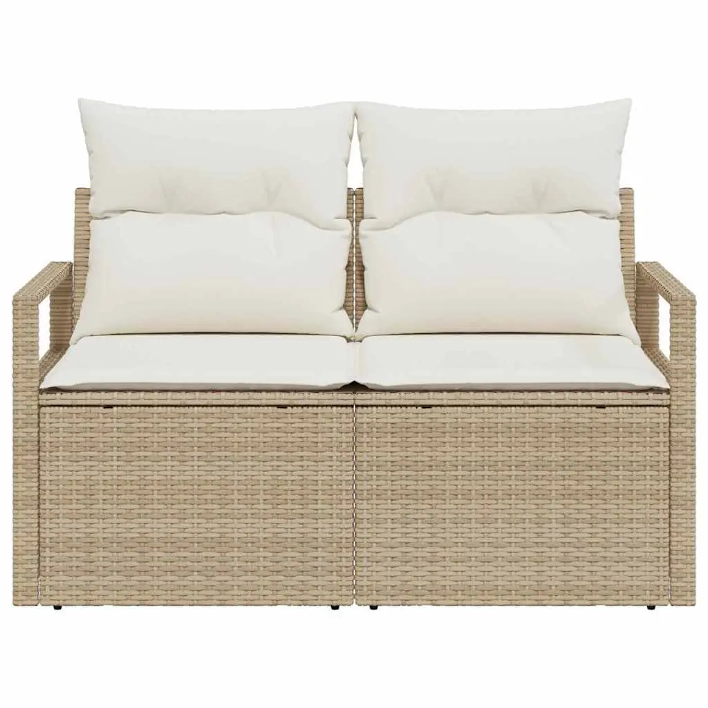 Modular Outdoor Garden Sofa Poly Rattan Beige with Cushions