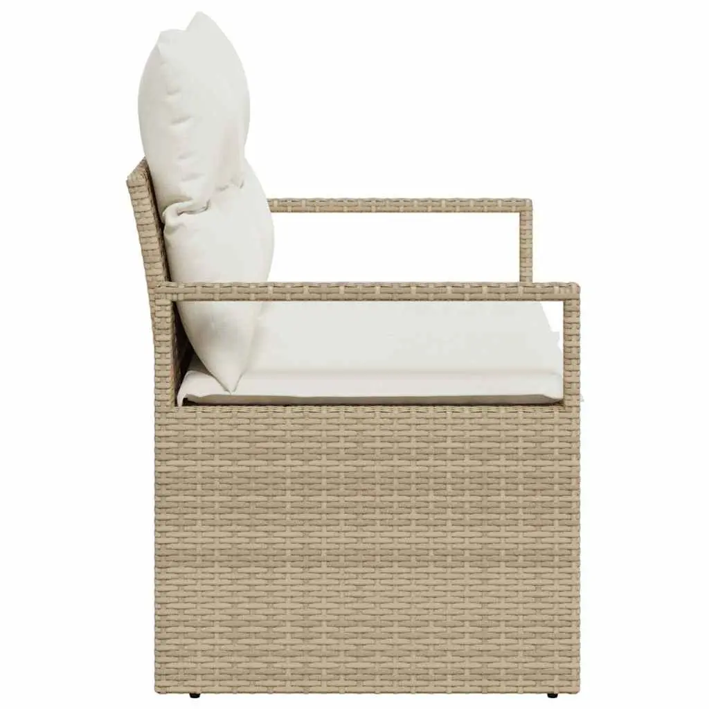 Modular Outdoor Garden Sofa Poly Rattan Beige with Cushions