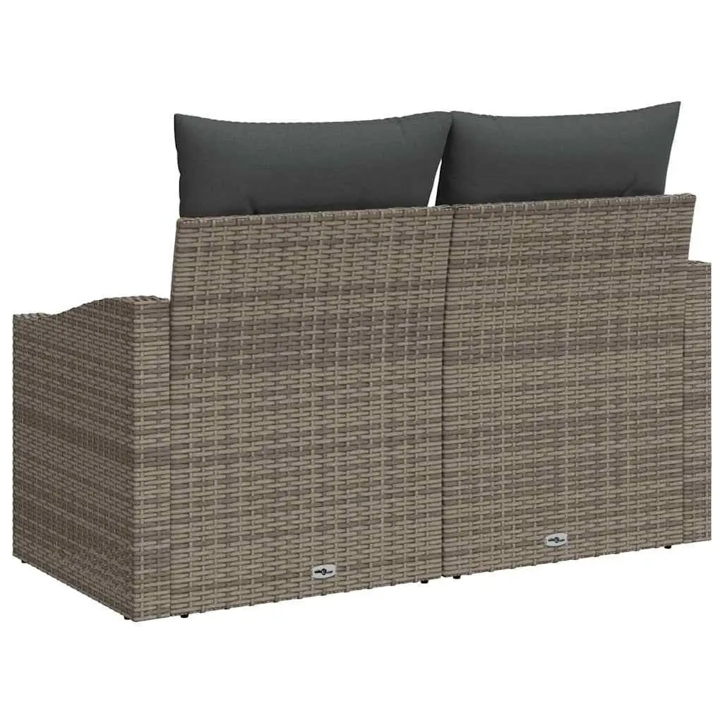 Modular Outdoor Sofa Poly Rattan Grey Rectangular 123x62x69cm Weather Resistant Garden Seating