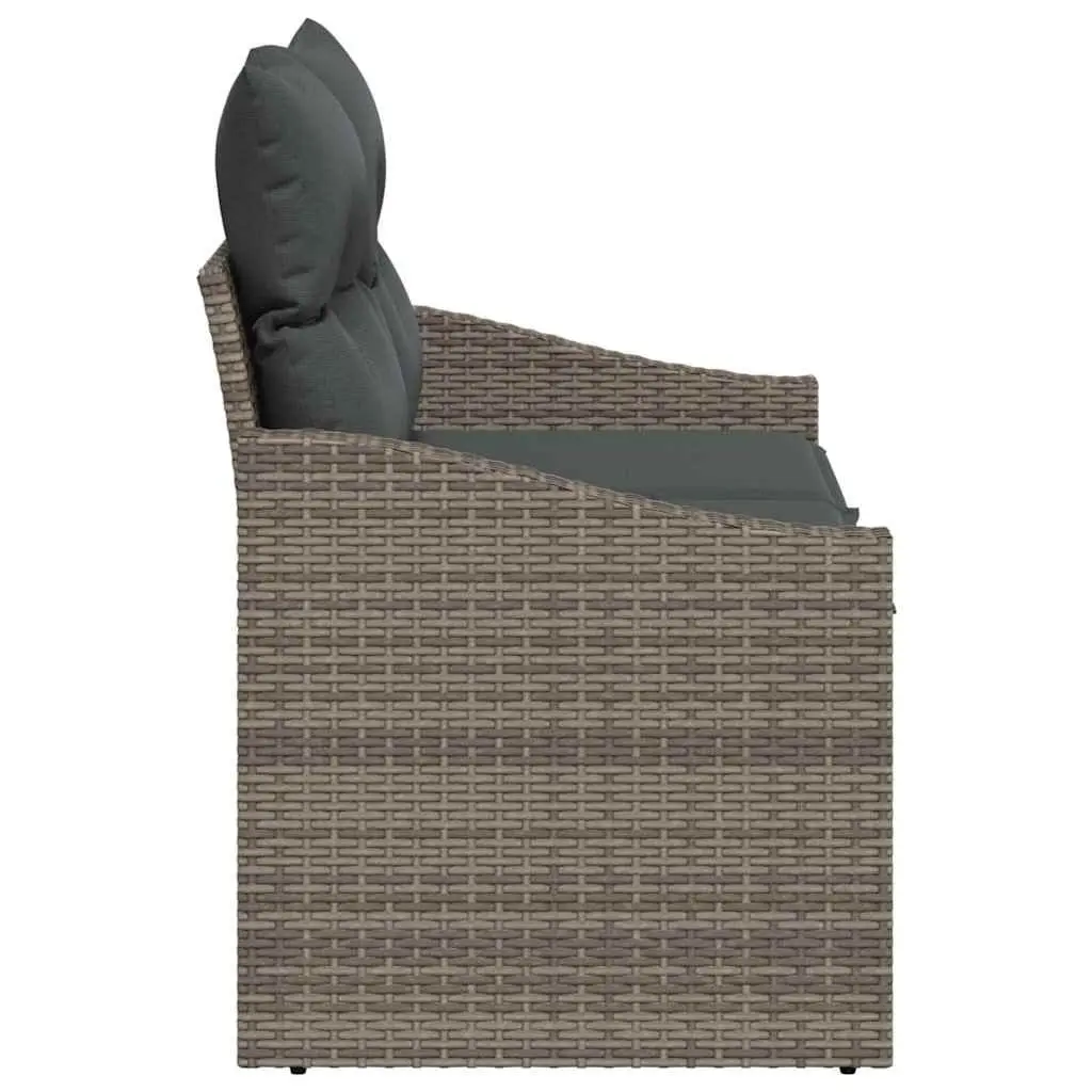 Modular Outdoor Sofa Poly Rattan Grey Rectangular 123x62x69cm Weather Resistant Garden Seating
