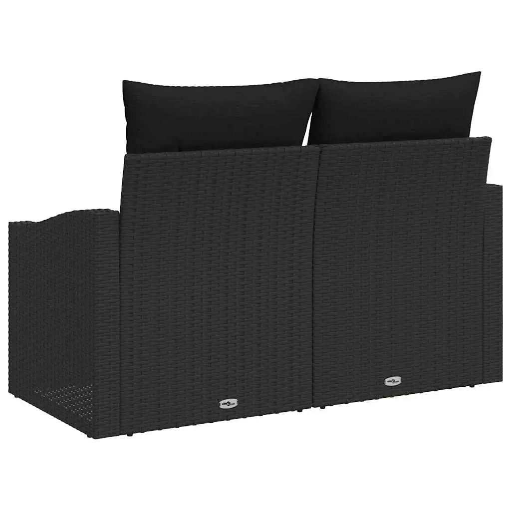 Outdoor Garden Sofa Black Poly Rattan Modular Patio Seating Rectangular