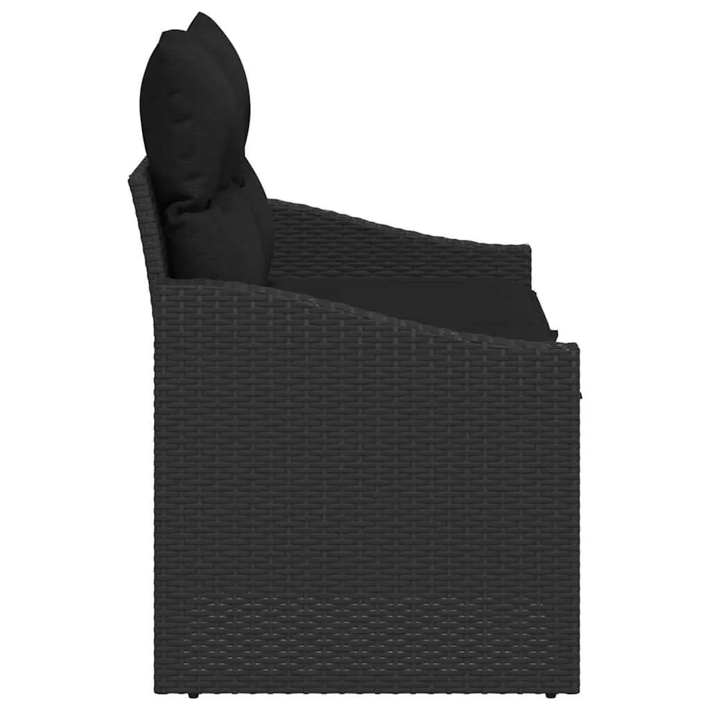 Outdoor Garden Sofa Black Poly Rattan Modular Patio Seating Rectangular