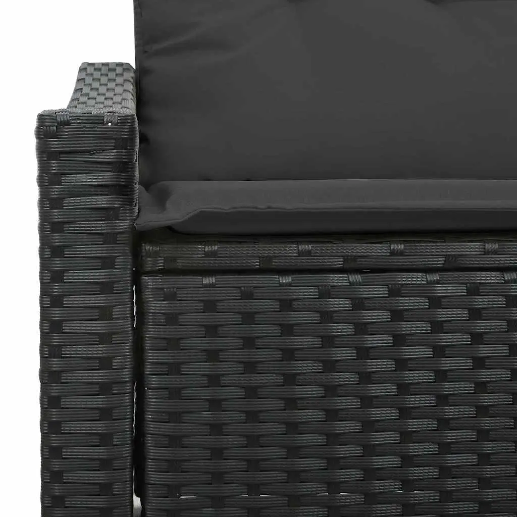 Outdoor Garden Sofa Black Poly Rattan Modular Patio Seating Rectangular