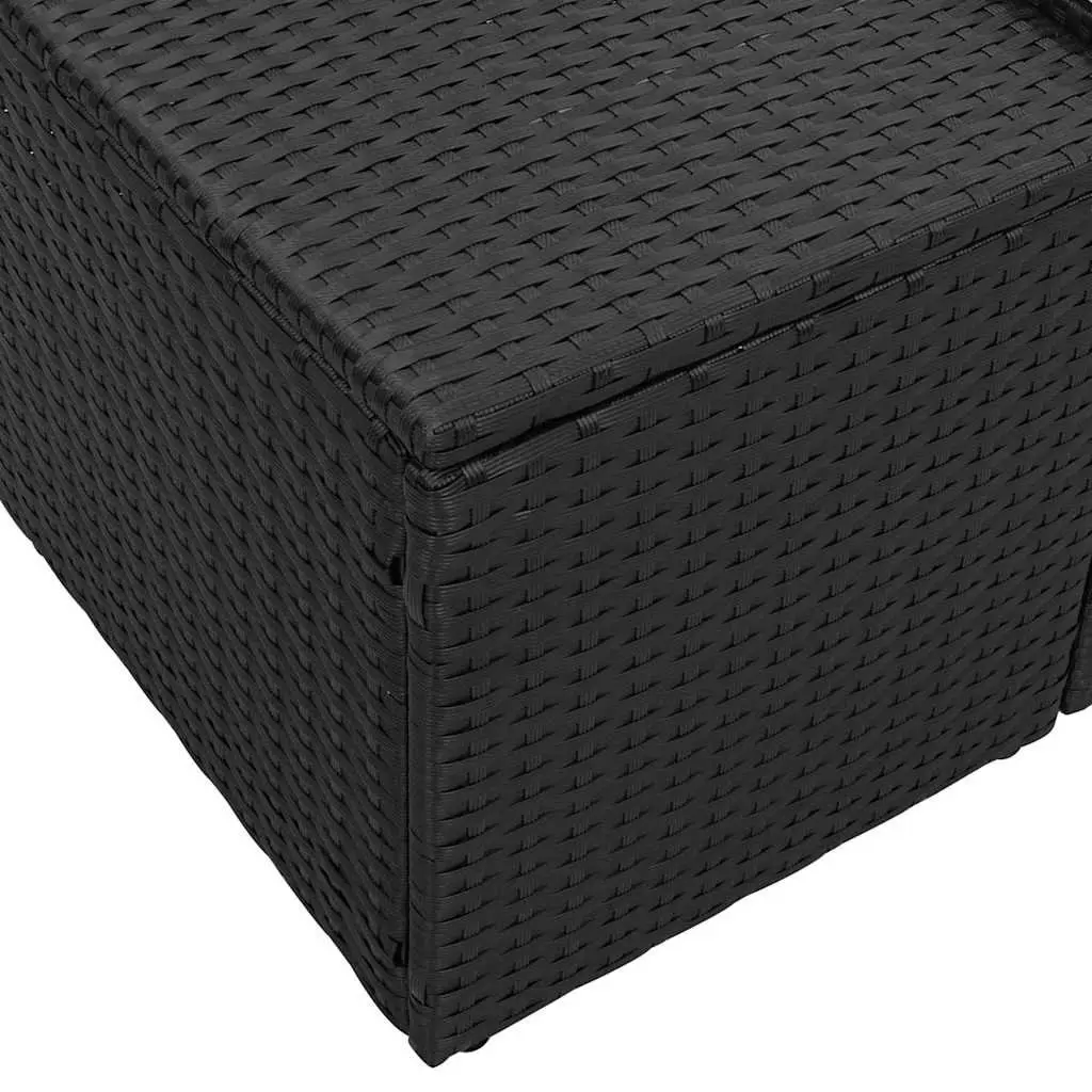 Outdoor Garden Sofa Black Poly Rattan Patio Seating Steel Frame Lounge Chair