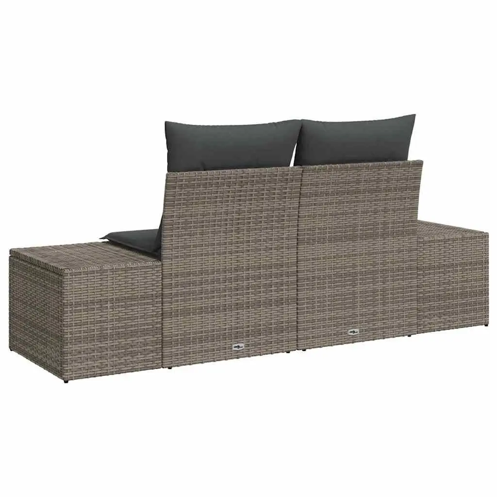 Garden Sofa Poly Rattan Steel Frame 184 x 62 x 69 cm Grey Outdoor Seating