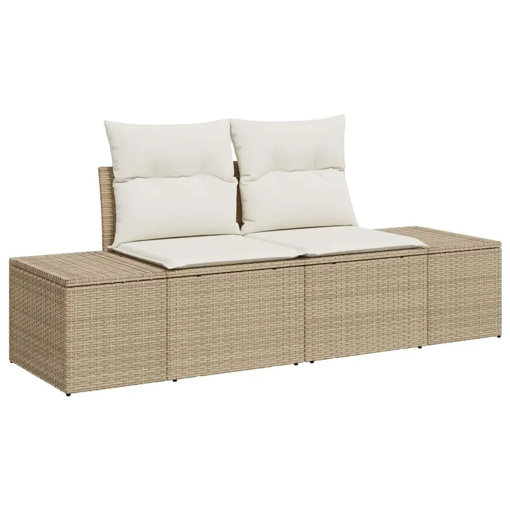 Outdoor Garden Sofa Poly Rattan Steel Frame 184cm Beige