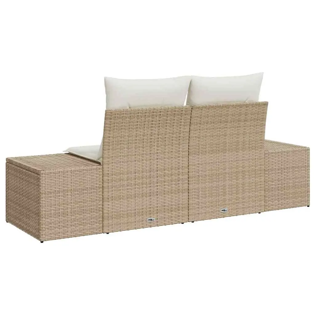 Outdoor Garden Sofa Poly Rattan Steel Frame 184cm Beige