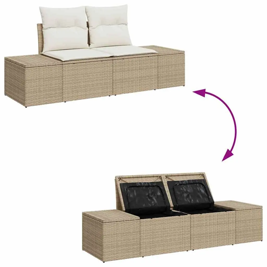 Outdoor Garden Sofa Poly Rattan Steel Frame 184cm Beige