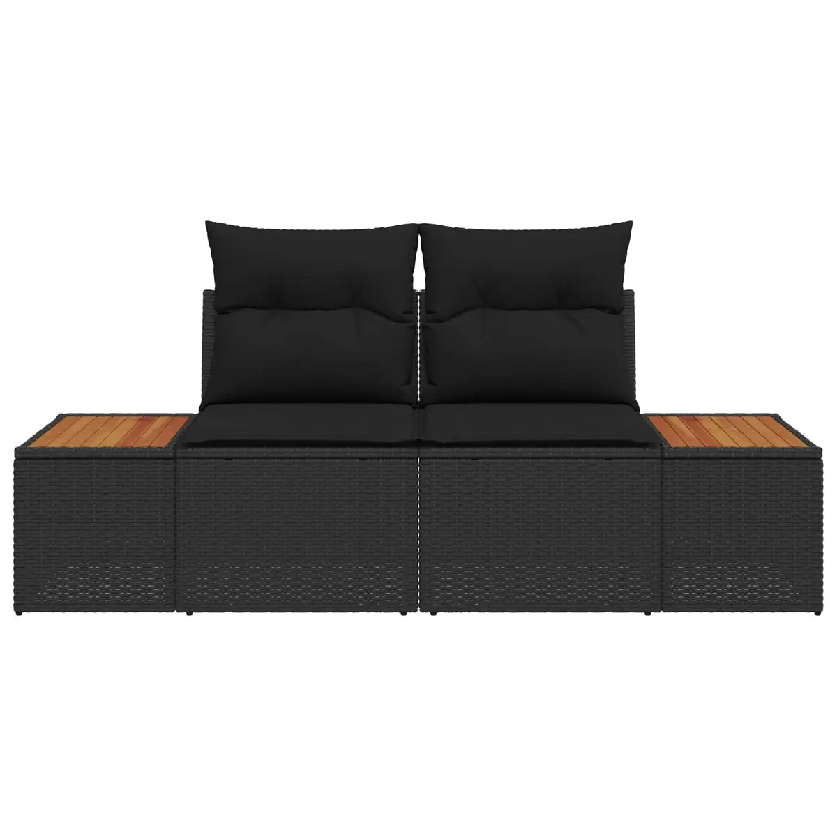 Outdoor Garden Sofa Poly Rattan 2-Seater Black Modern Patio Seating Furniture