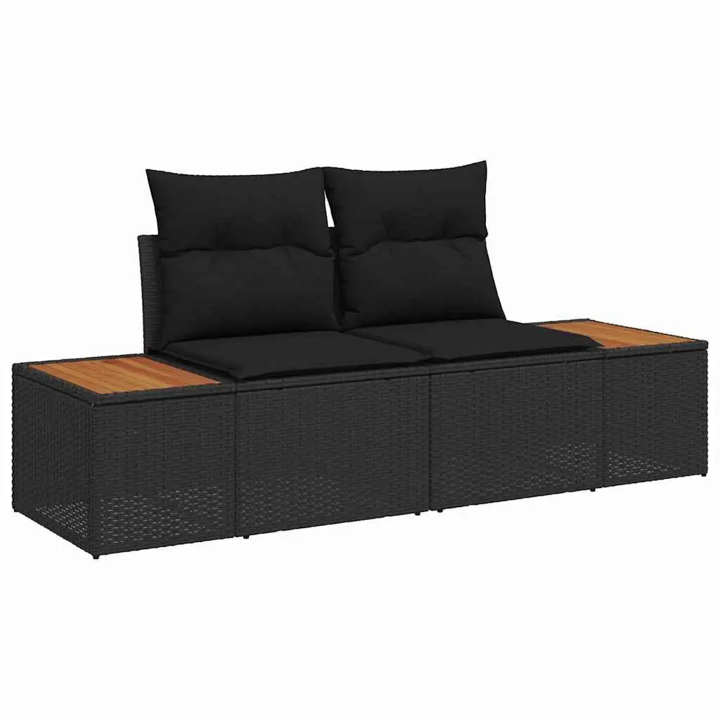 Outdoor Garden Sofa Poly Rattan 2-Seater Black