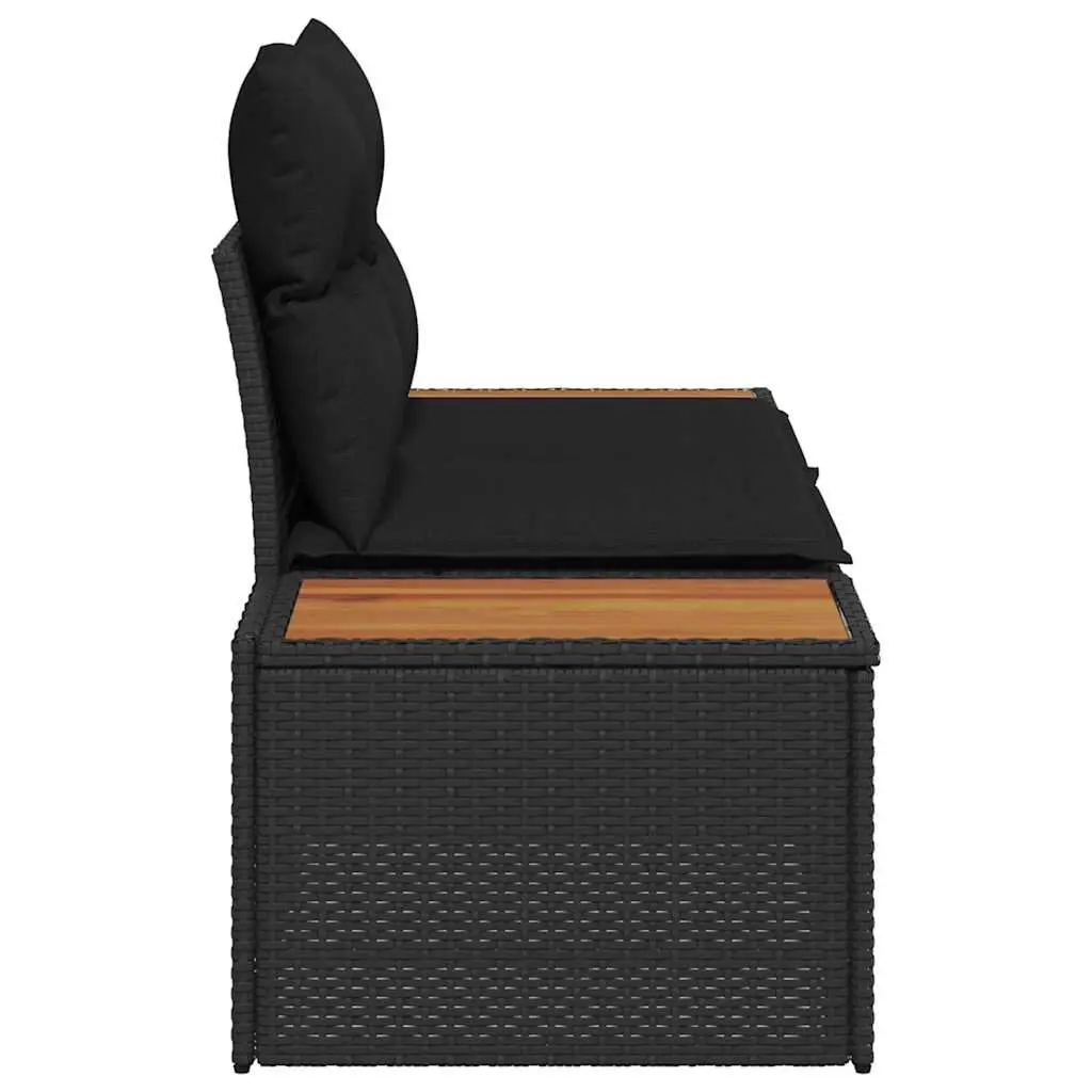 Outdoor Garden Sofa Poly Rattan 2-Seater Black