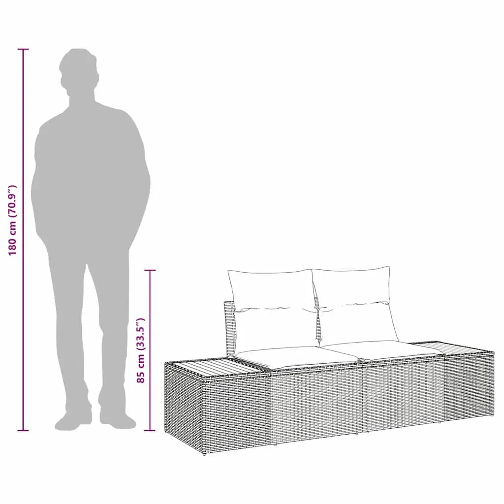 Outdoor Garden Sofa Poly Rattan 2-Seater Black