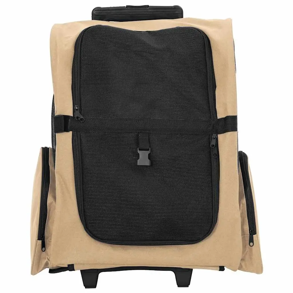 Pet Trolley Rolling Carrier Backpack Hand Bag Oxford Fabric Brown 48 x 32 x 57-106 cm
