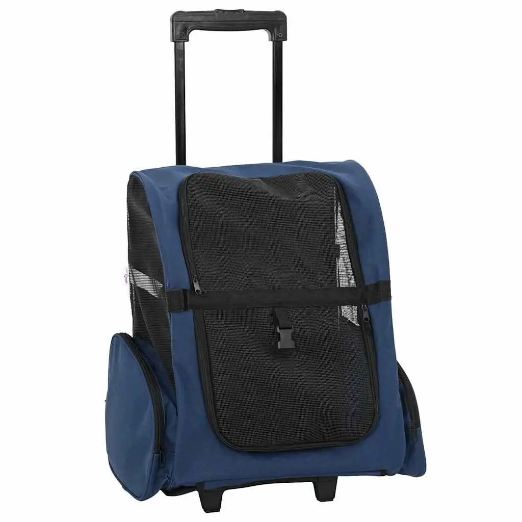 Pet Trolley 3-in-1 Rolling Carrier Backpack Hand Bag Blue Oxford Fabric 48 x 32 x 57-106 cm