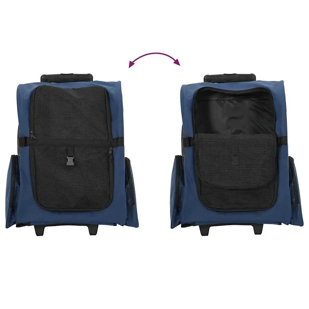 Pet Trolley 3-in-1 Rolling Carrier Backpack Hand Bag Blue Oxford Fabric 48 x 32 x 57-106 cm