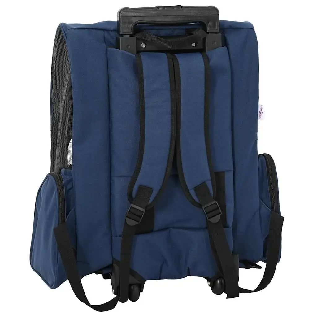 Pet Trolley 3-in-1 Rolling Carrier Backpack Hand Bag Blue Oxford Fabric 48 x 32 x 57-106 cm