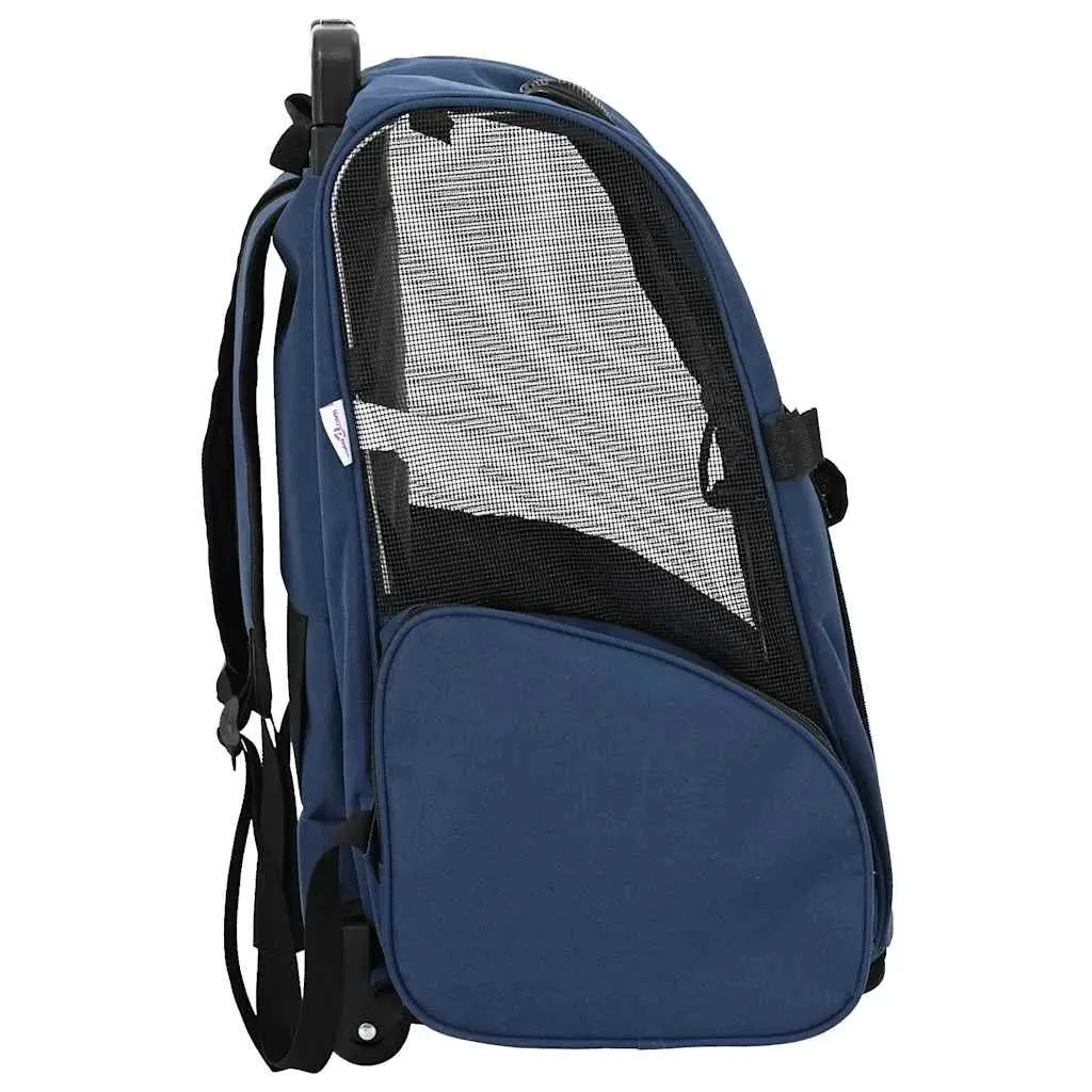 Pet Trolley 3-in-1 Rolling Carrier Backpack Hand Bag Blue Oxford Fabric 48 x 32 x 57-106 cm