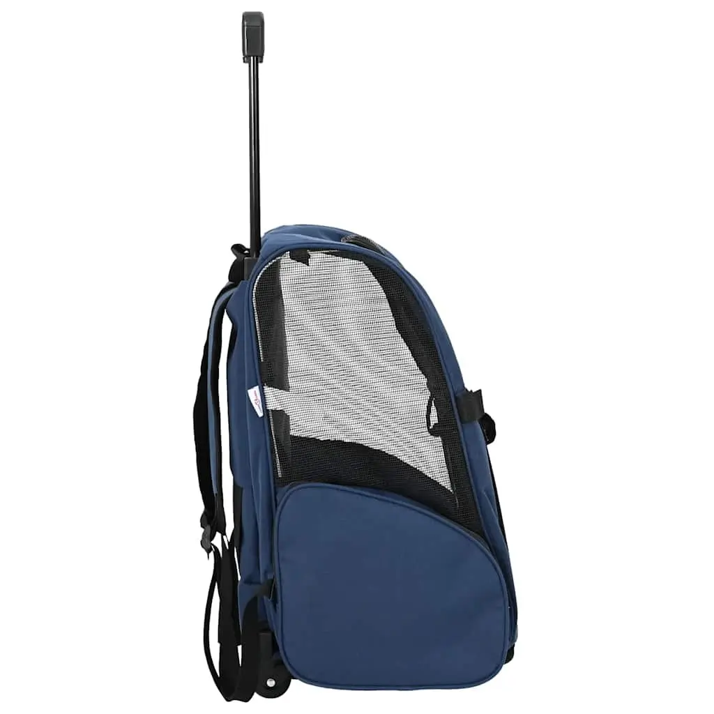Pet Trolley 3-in-1 Rolling Carrier Backpack Hand Bag Blue Oxford Fabric 48 x 32 x 57-106 cm